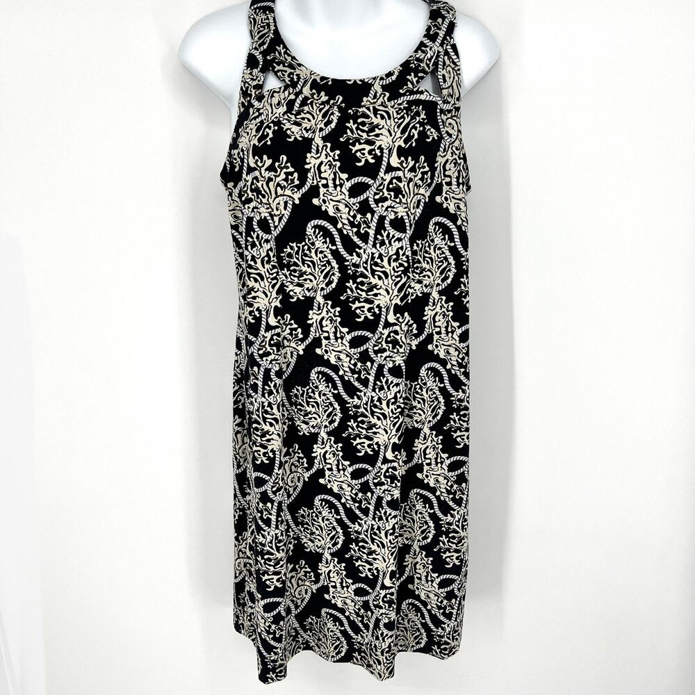 Lulu B Womens Black Ecru Racerback Sleeveless Stretch Dress Size Small
